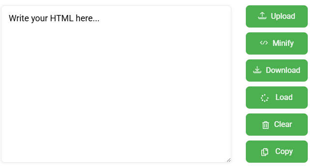Paste or upload your HTML for minify