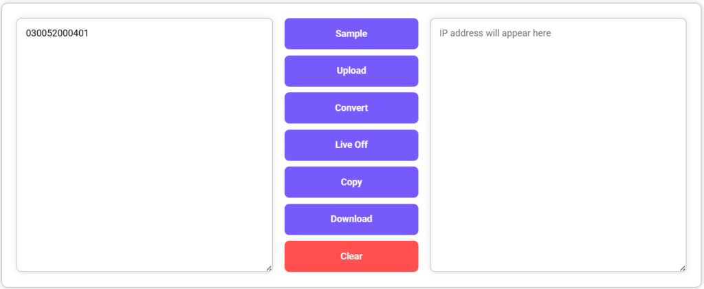 Octal to IP Converter with octal input and empty output.