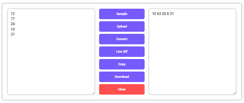 Octal to Decimal Converter with inputs and converted outputs.