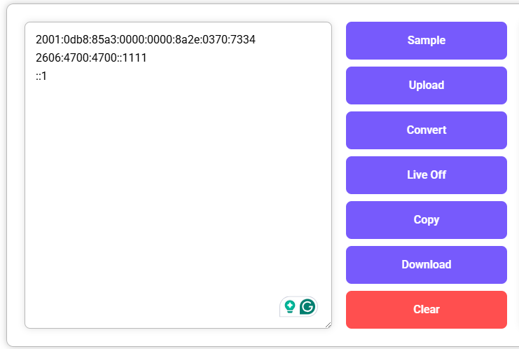 IPv6 to Binary Converter with IPv6 input and empty output
