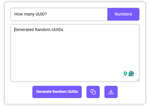 Random UUID Generator tool interface