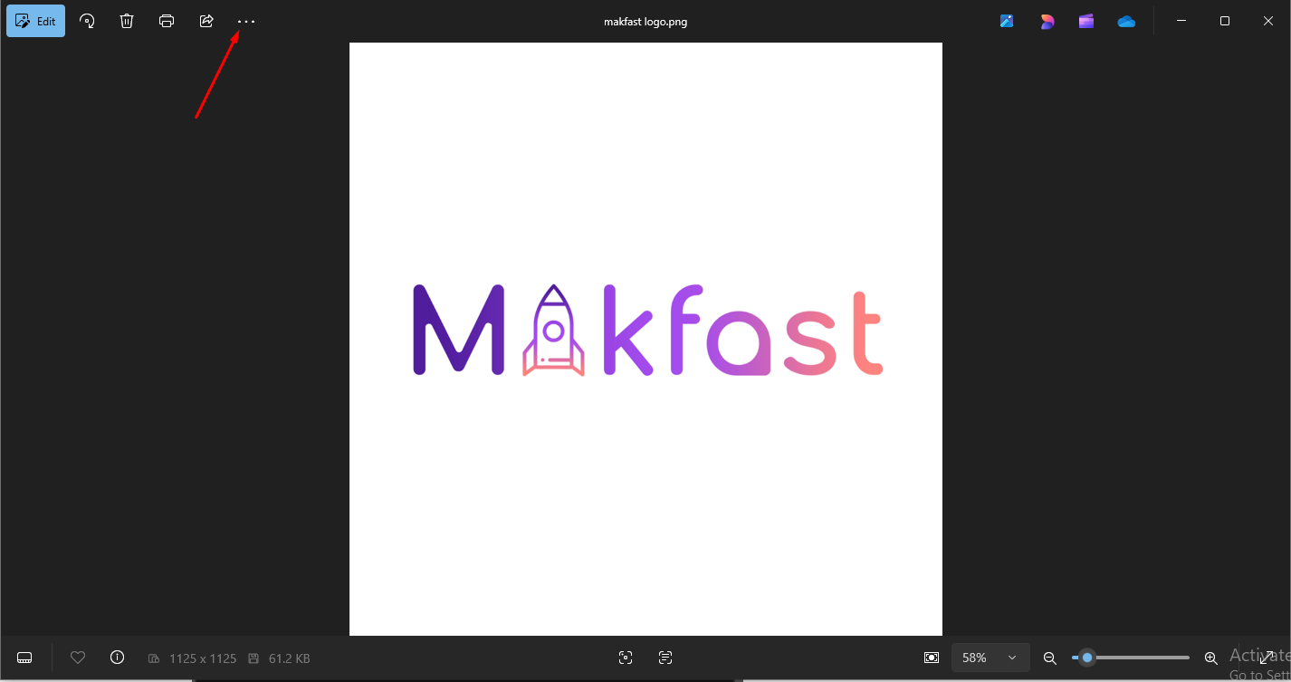 the “Three Dot” (more) icon and select Resize