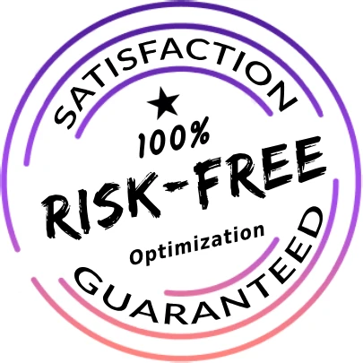 Logo depicting a 100% risk-free satisfaction guarantee, reinforcing customer.