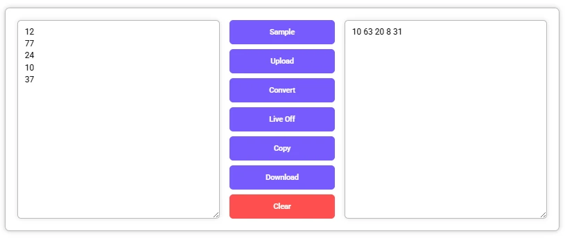 Octal to Decimal Converter with inputs and converted outputs.