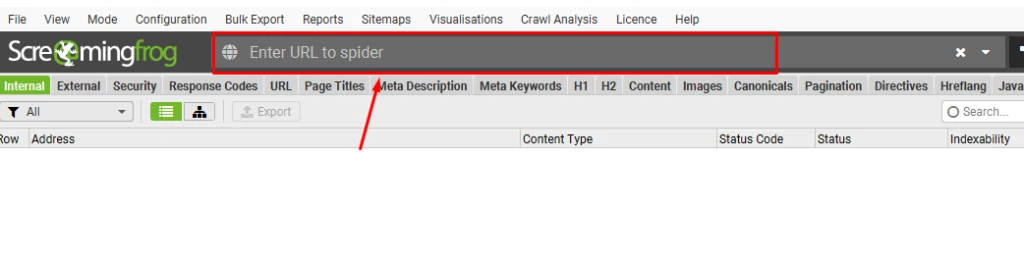 Scremingfrog interface