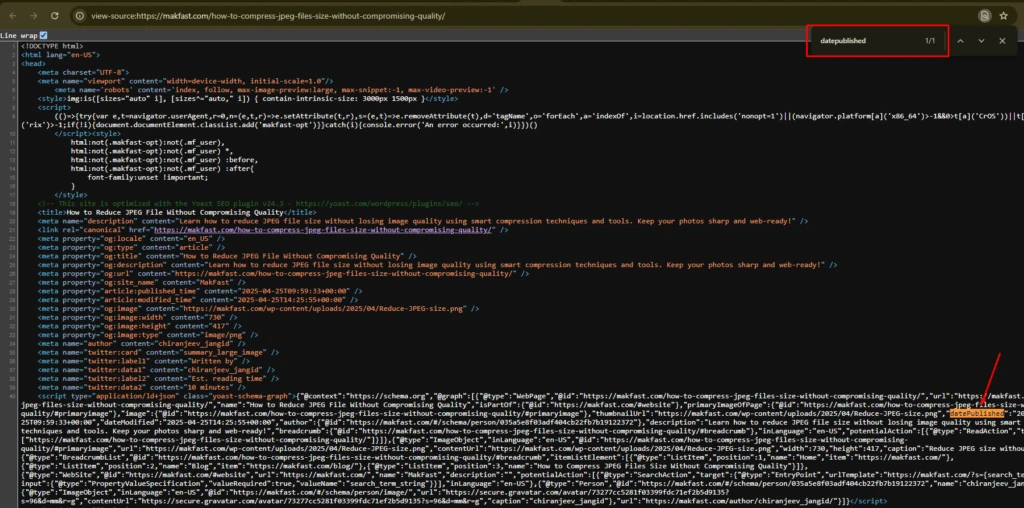 HTML source code of a webpage with the term "dataata-label"